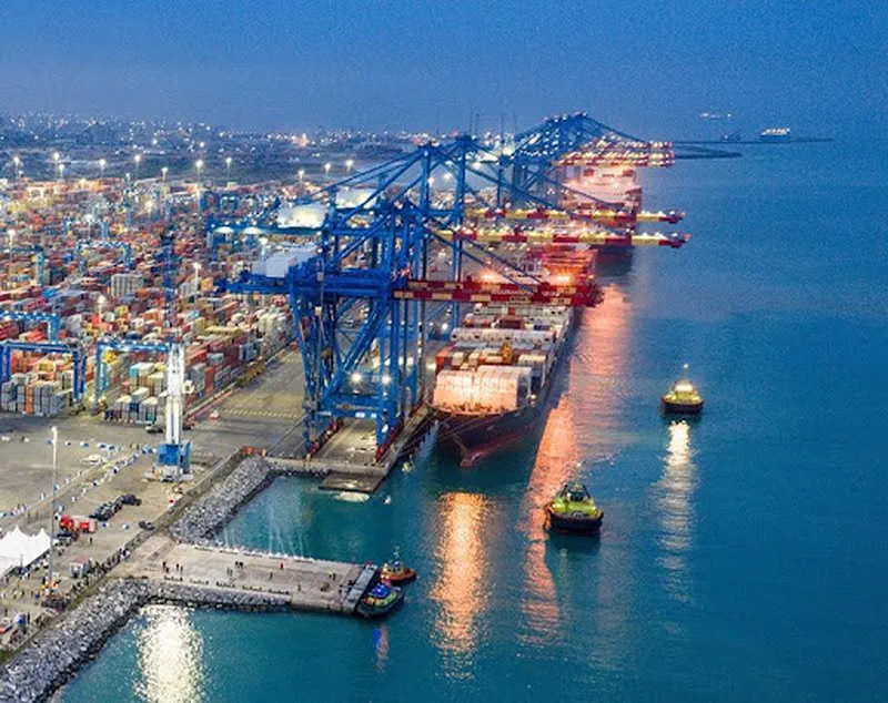 Cargo vessels and container terminals at Tema Seaport